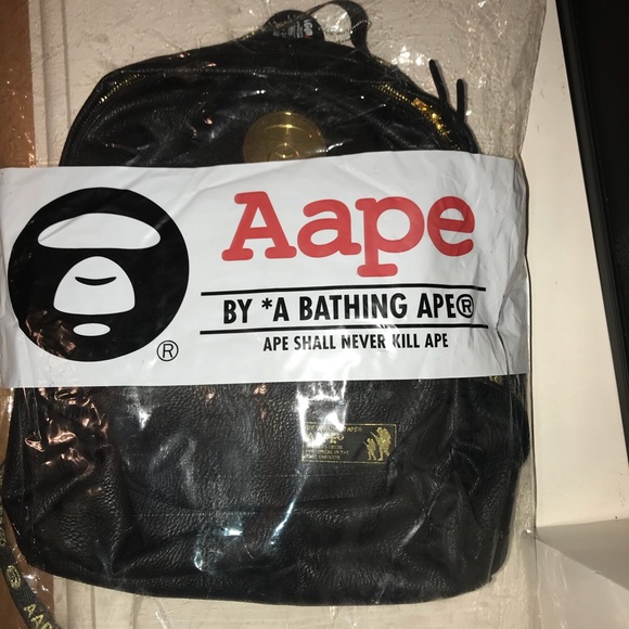 Aape by *A bathing ape leather black backpack - Picture 2 of 7